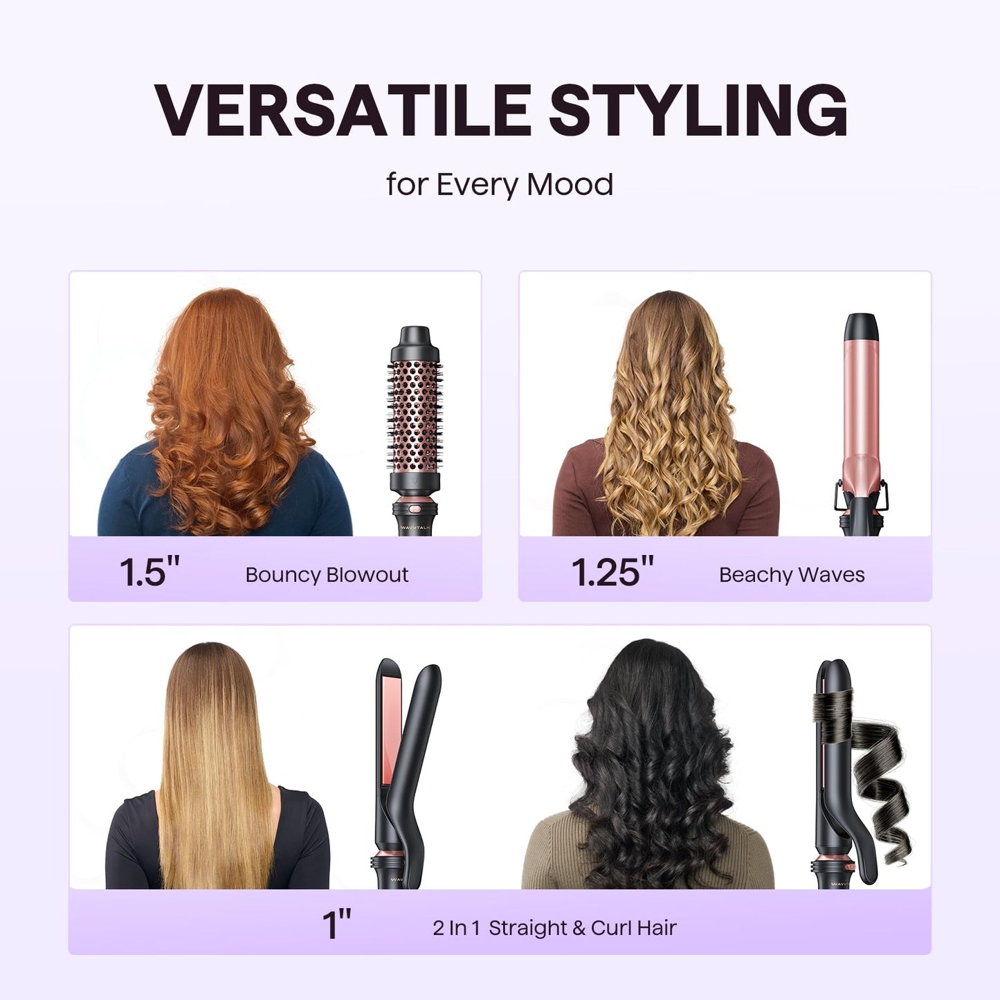 Wavytalk 3-in-1 styling tool showing thermal brush attachment