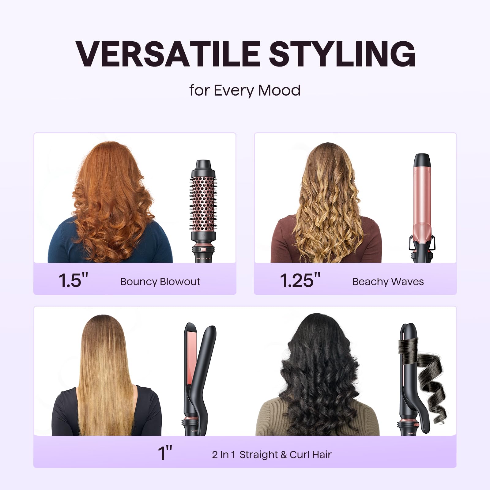 Wavytalk 3-in-1 styling tool showing thermal brush attachment