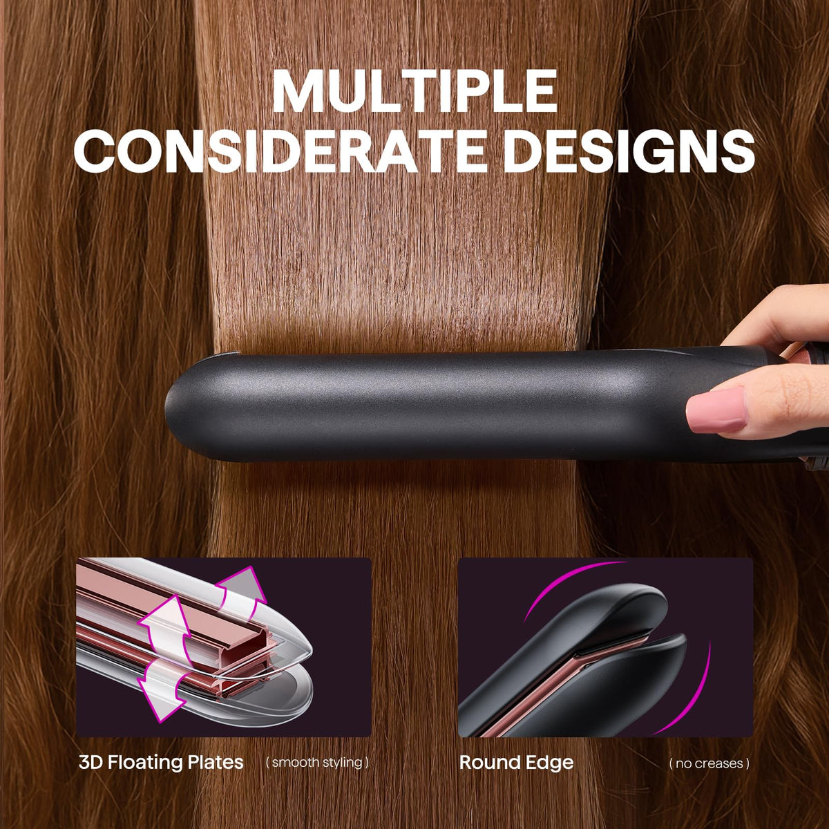 Wavytalk 3-in-1 hair curler and flat iron set in black