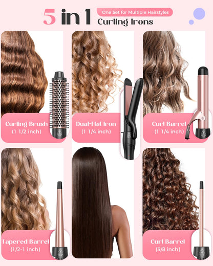 Lopeie hair styling wand set showing thermal brush attachment