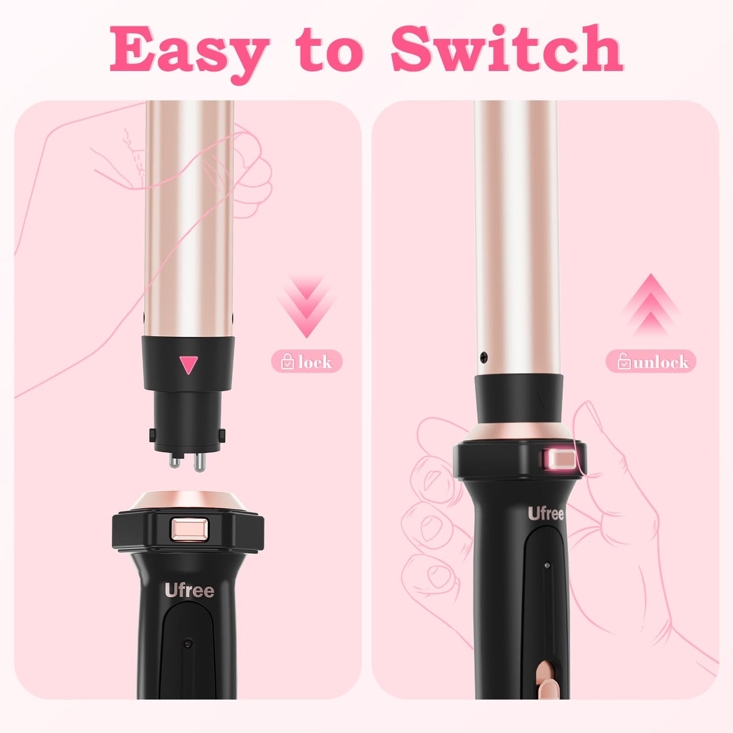 Travel friendly Ufree dual voltage hair curling wand set