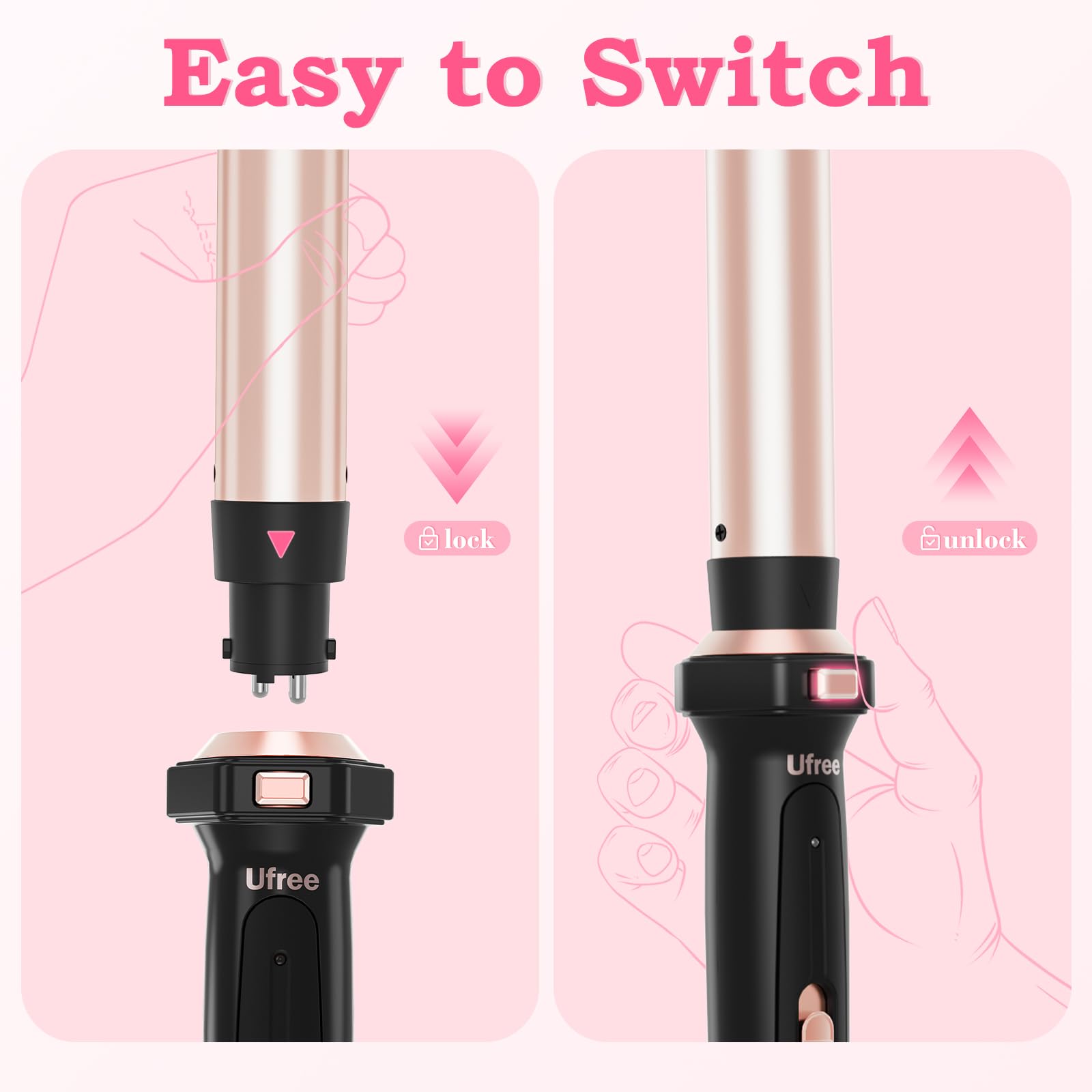 Travel friendly Ufree dual voltage hair curling wand set
