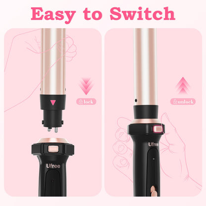 Travel friendly Ufree dual voltage hair curling wand set