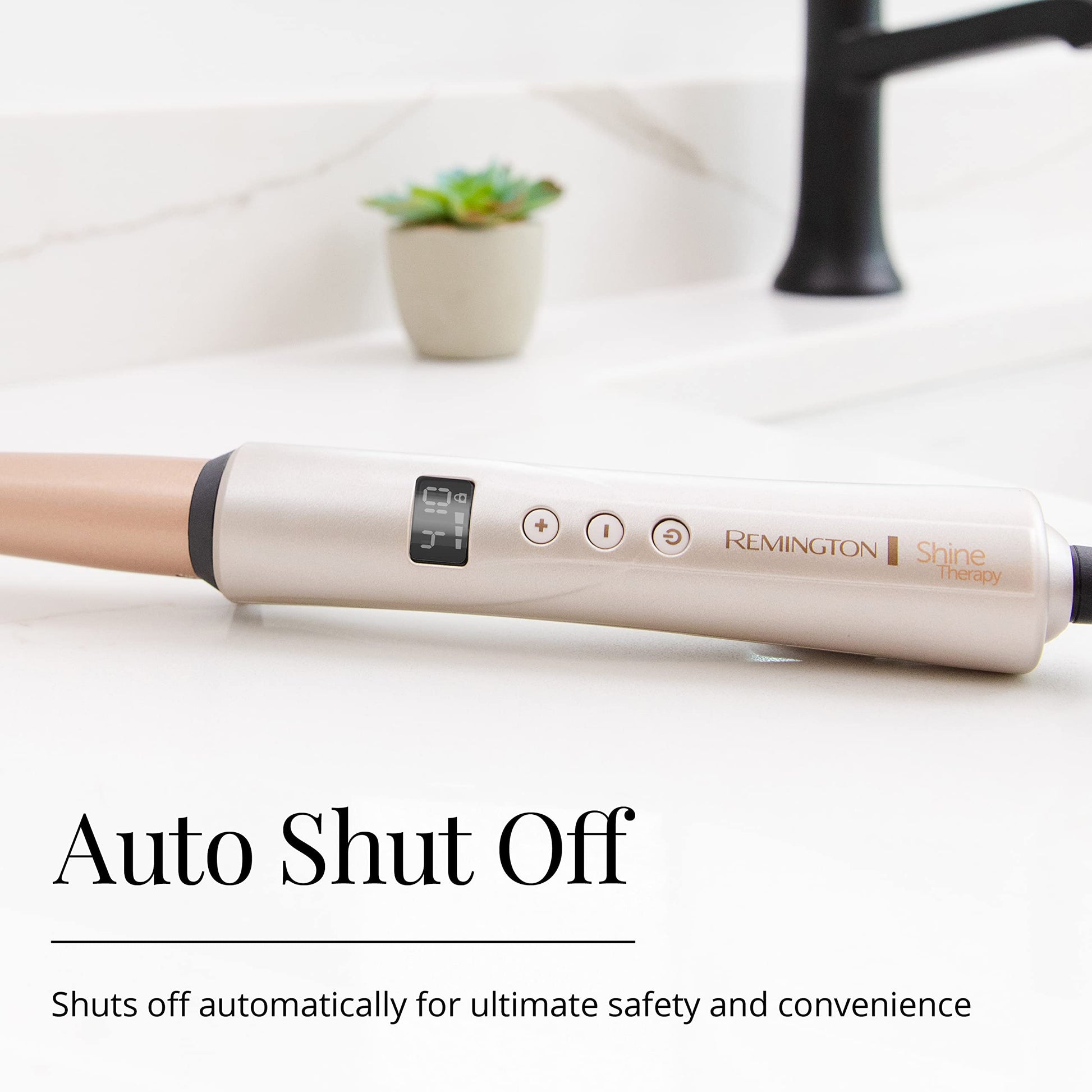 Side profile of Remington Shine Therapy Argan Oil infused curler