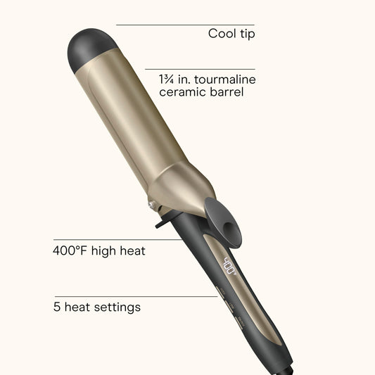 Close up of tourmaline ceramic barrel for hair styling