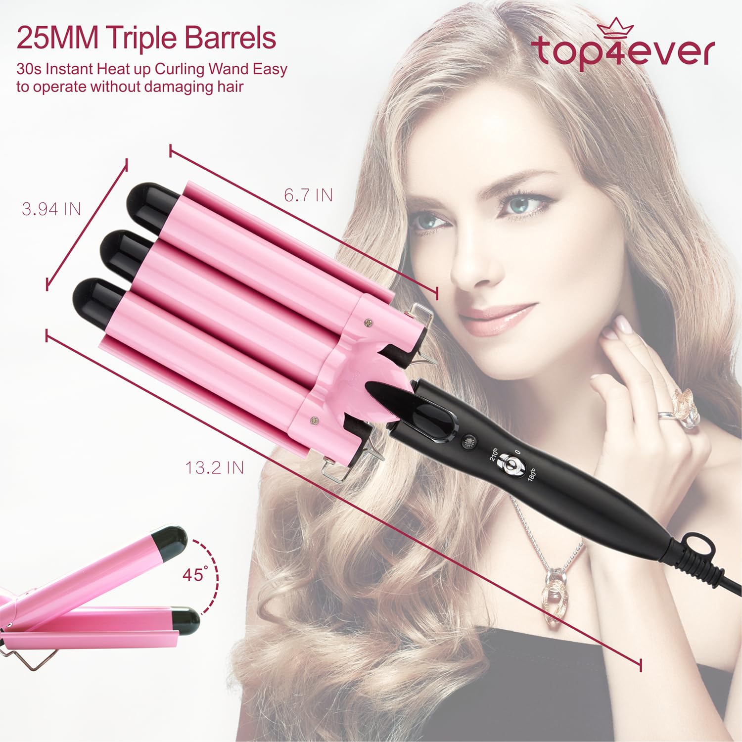 Professional hair crimper showing 25mm ceramic barrels