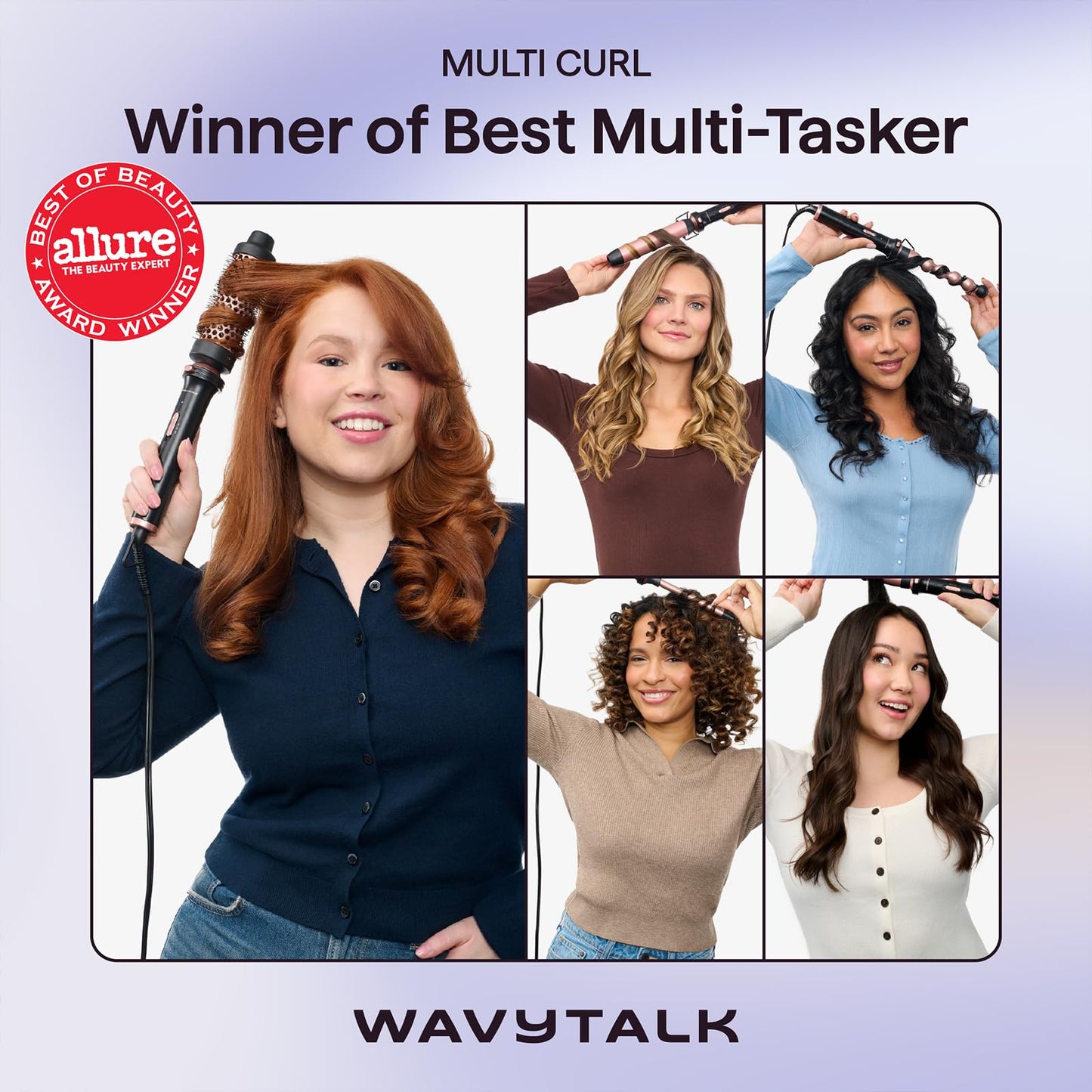 Wavytalk curling wand set in rose gold finish