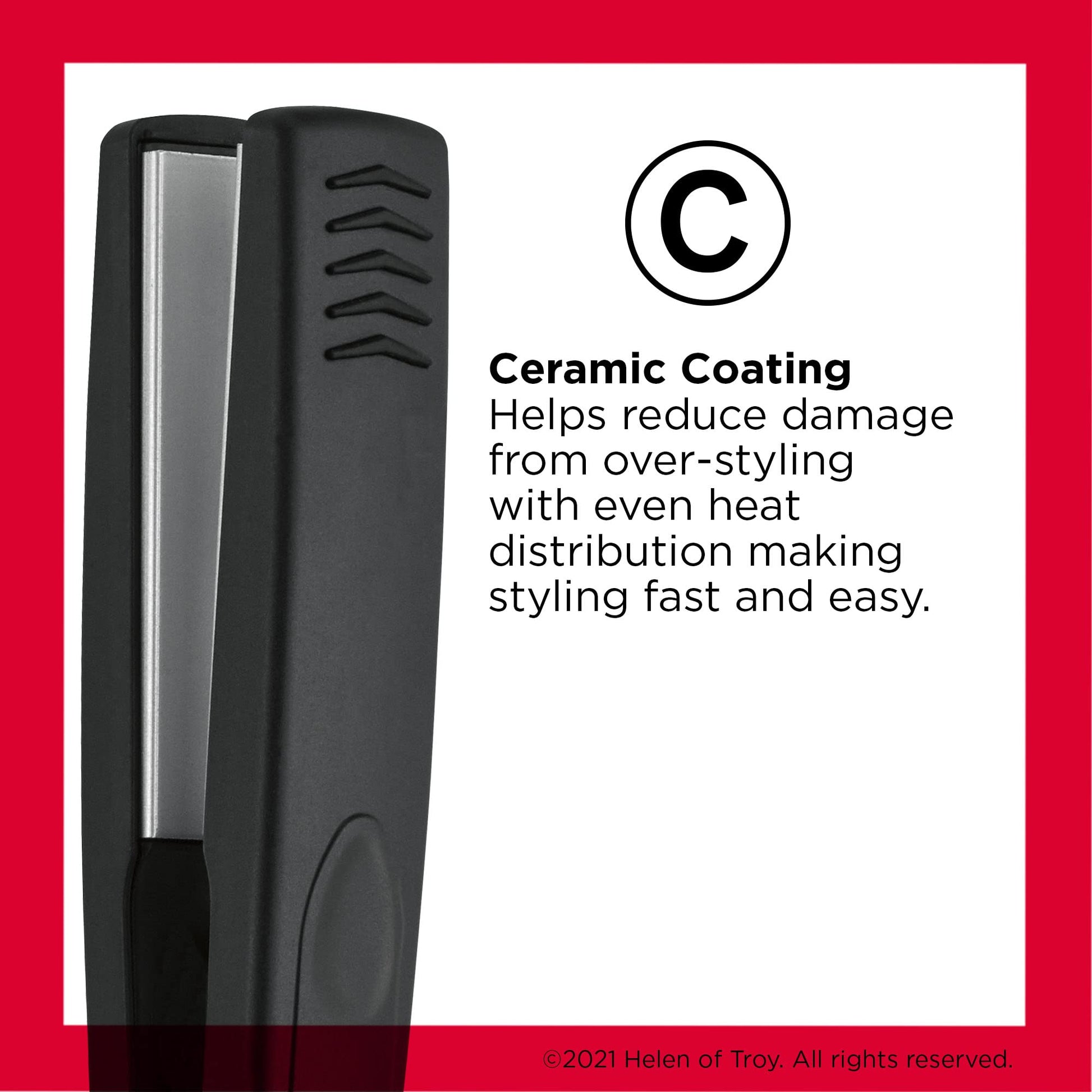 Side profile of Revlon ceramic hair straightener