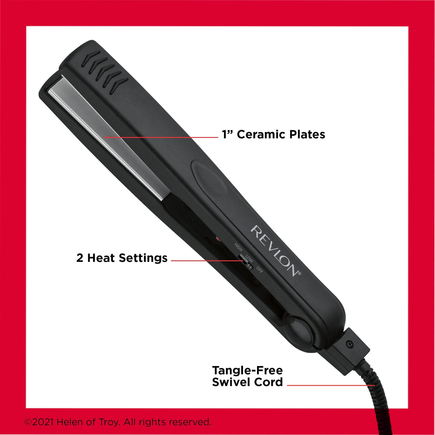 Digital display detail of Revlon ceramic flat iron