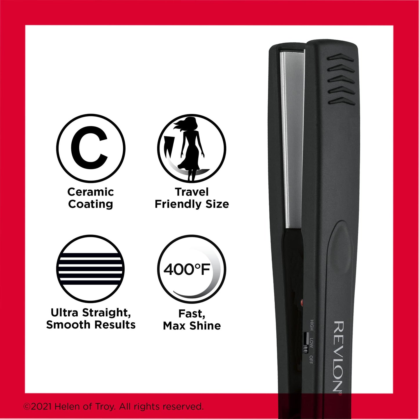 Revlon flat iron showing sleek black finish