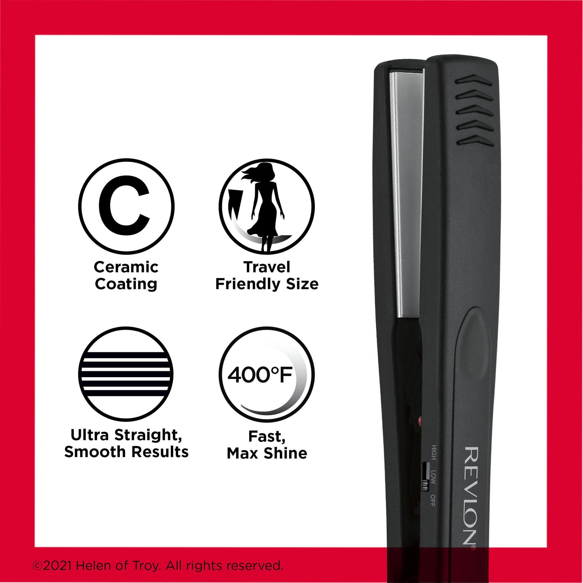 Revlon flat iron showing sleek black finish