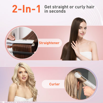 Side view of Quico flat iron demonstrating curling capability