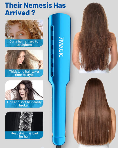 7MAGIC flat iron demonstrating fast heating for thick hair