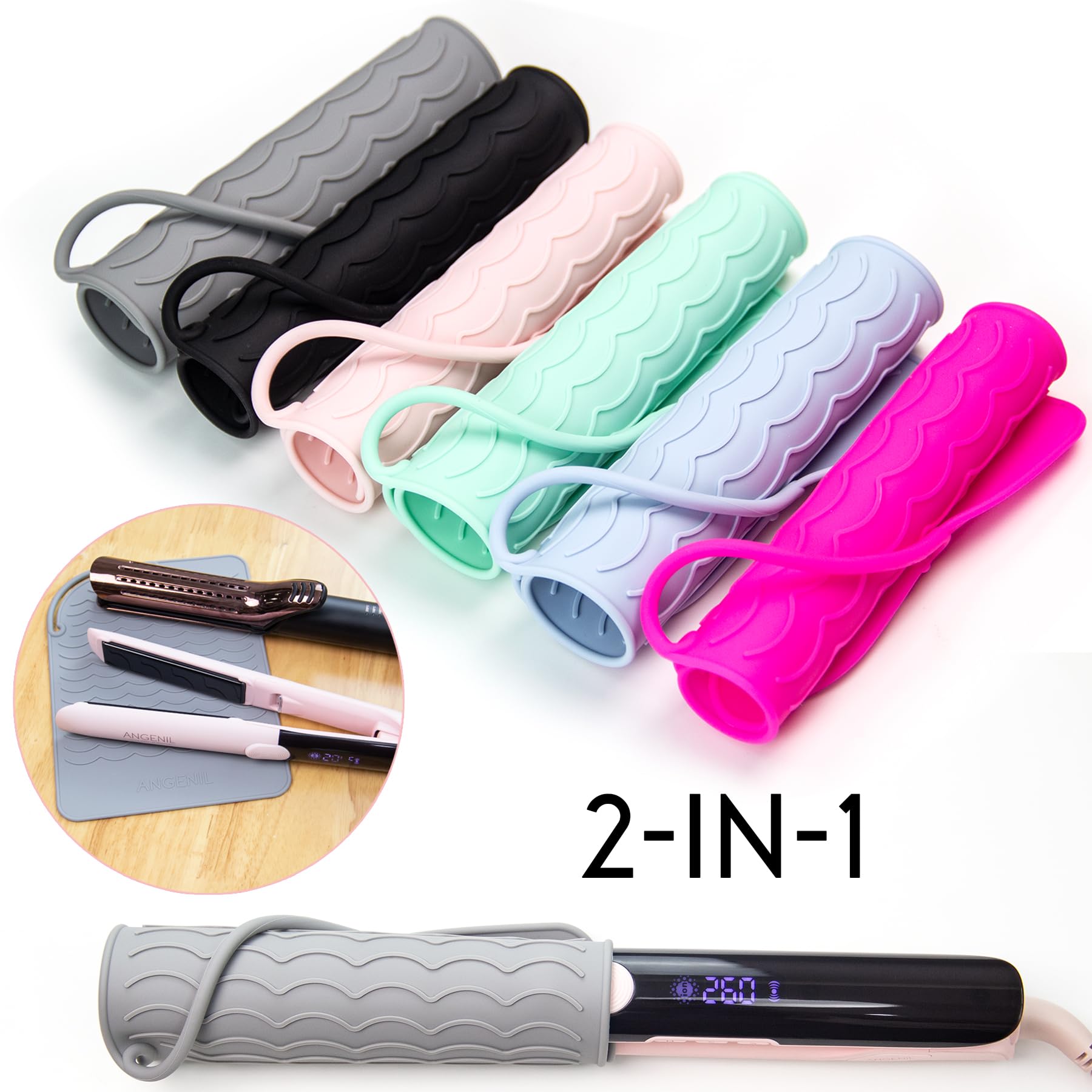 Angenil grey silicone heat proof pad for curling iron
