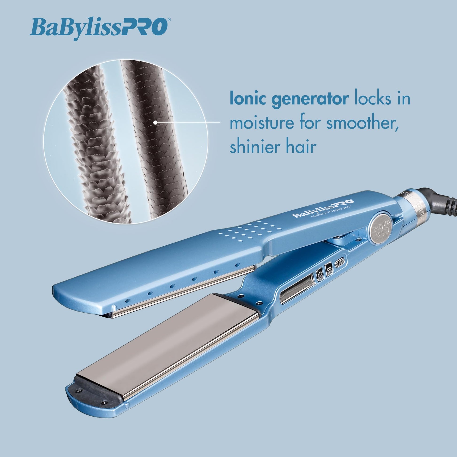 Side profile of BaBylissPRO 1.75 inch flat iron