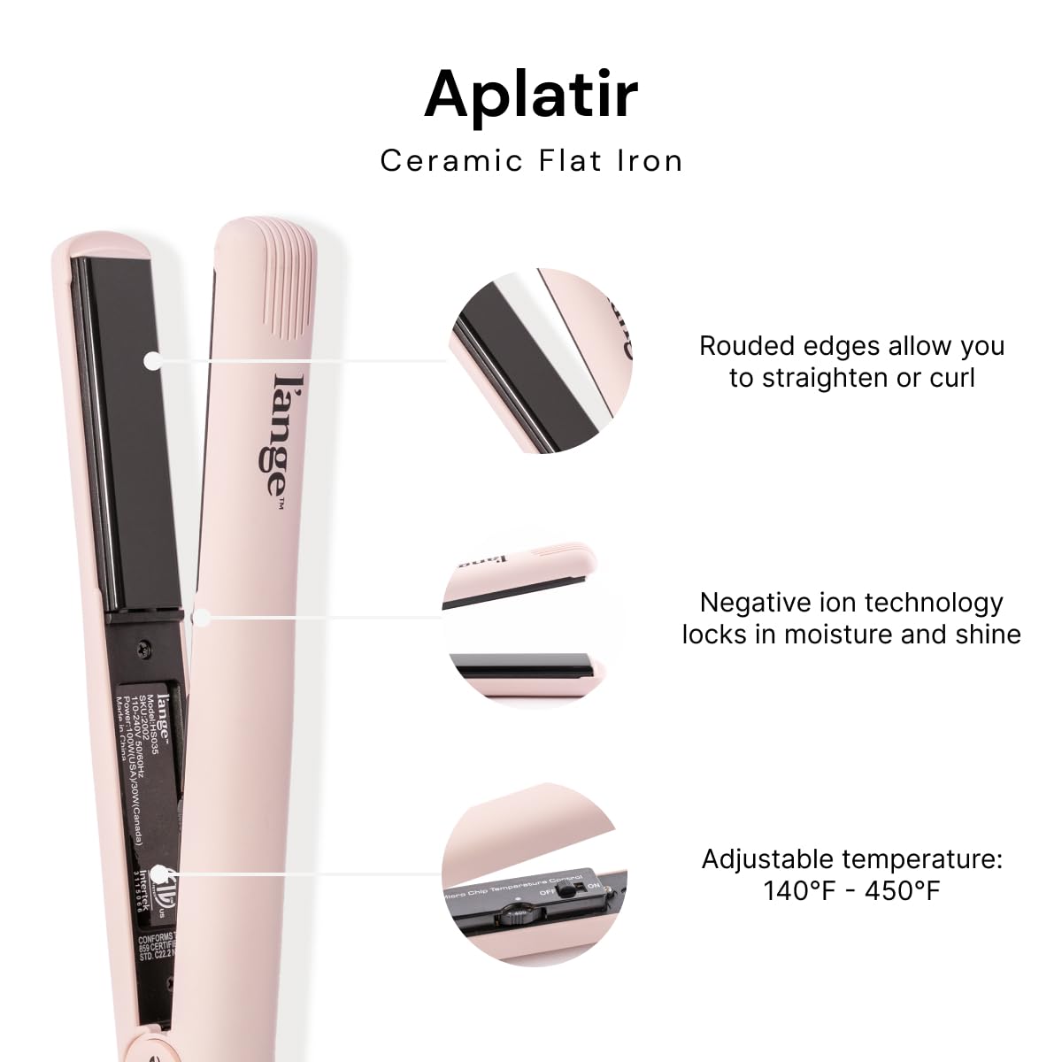 L'Ange Hair Aplatir Flat Iron tourmaline infused ceramic plates