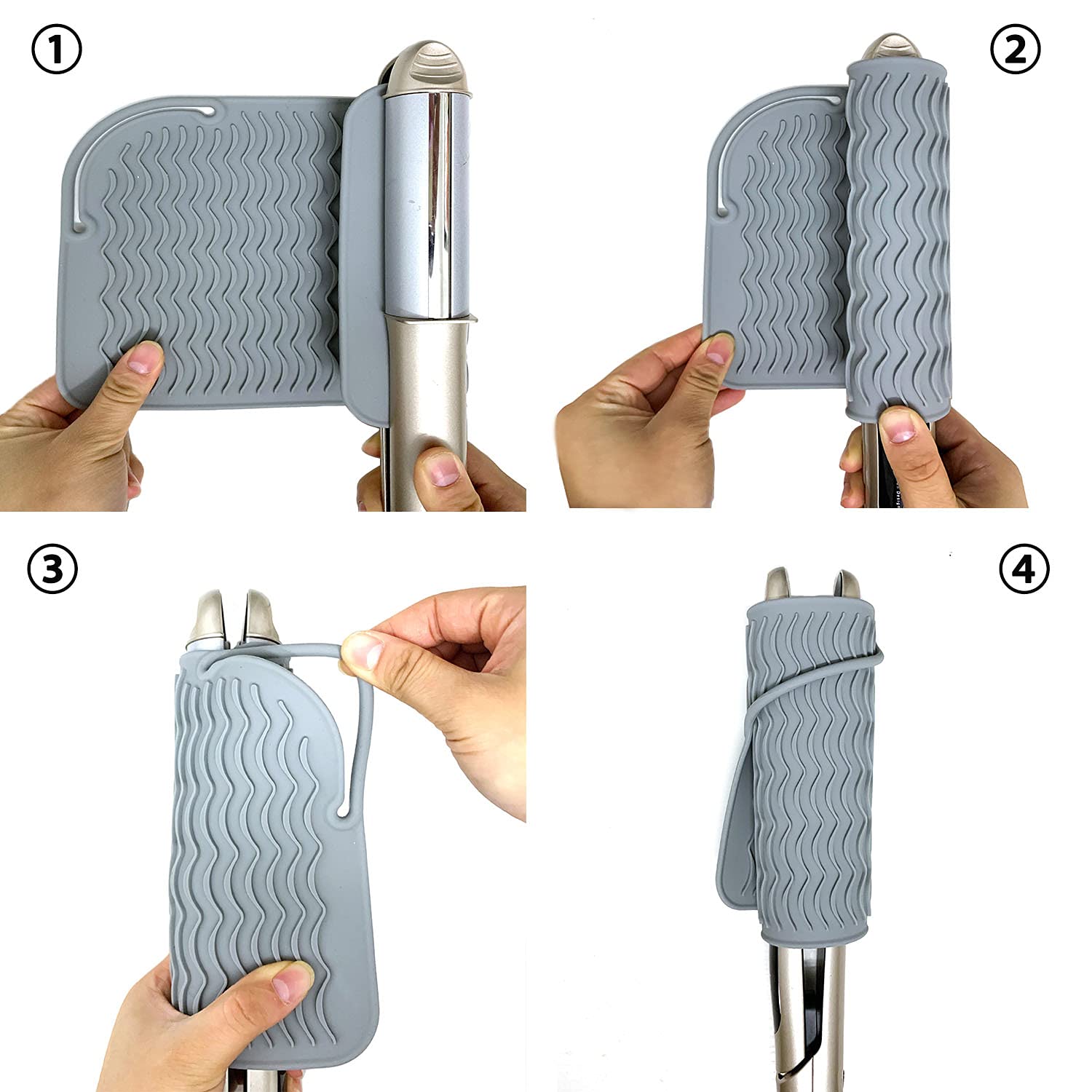 Lessmon styling tool mat wrapped around a curling iron