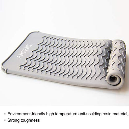 Side view of Angenil silicone pouch holding a curling iron