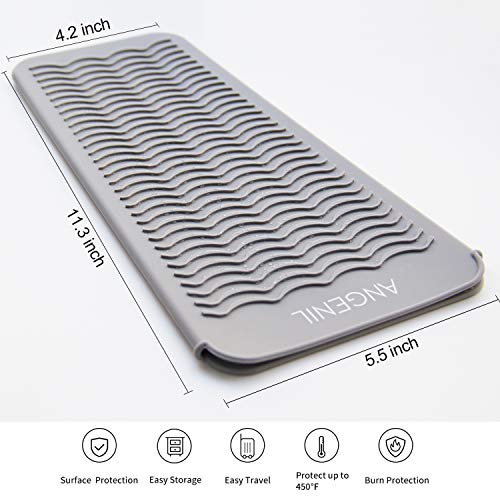 Flat view of the grey heat resistant mat for hair styling tools