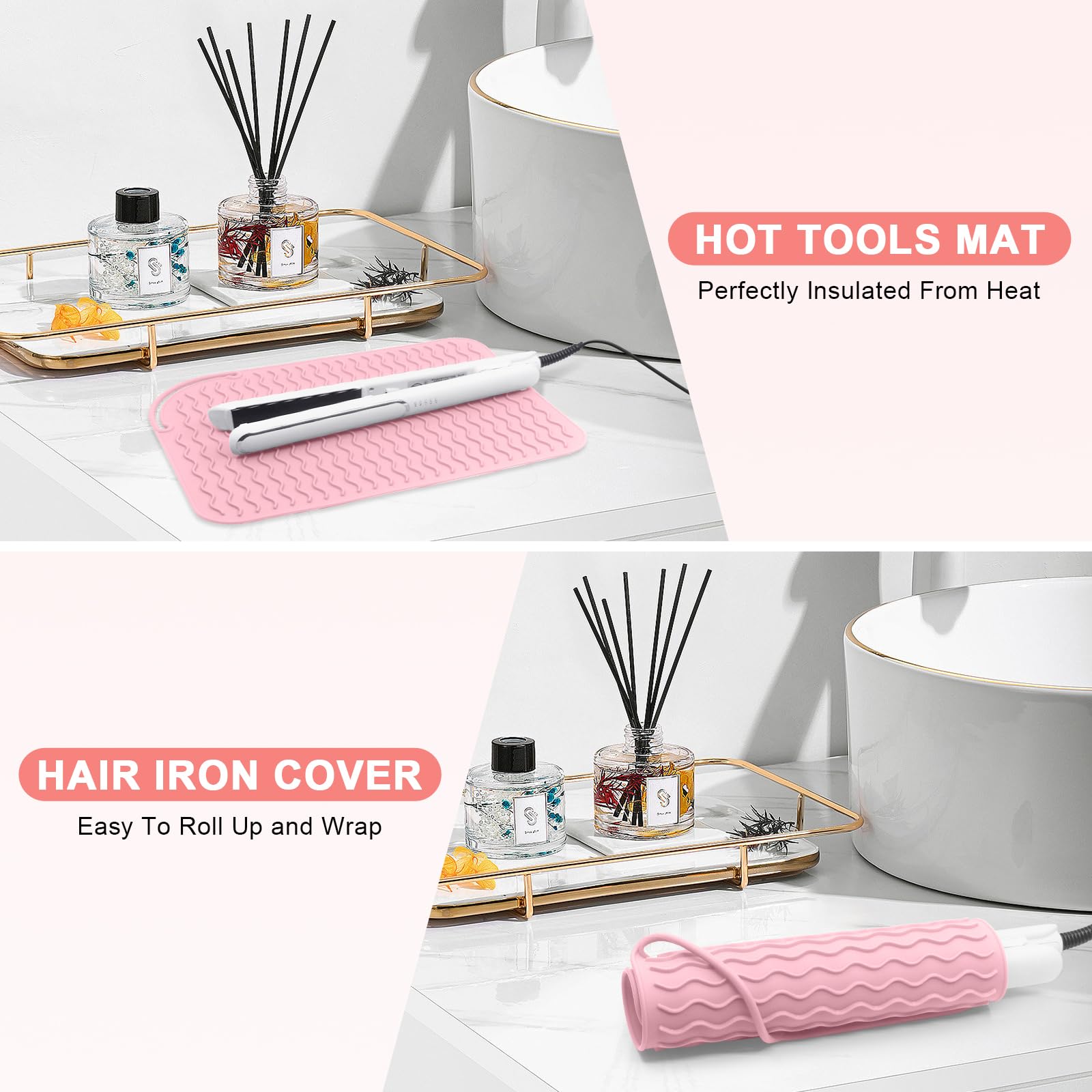Top down view of silicone mat for hot hair tools