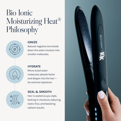 Side profile of Bio Ionic 10X flat iron with digital display
