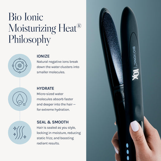 Side profile of Bio Ionic 10X flat iron with digital display