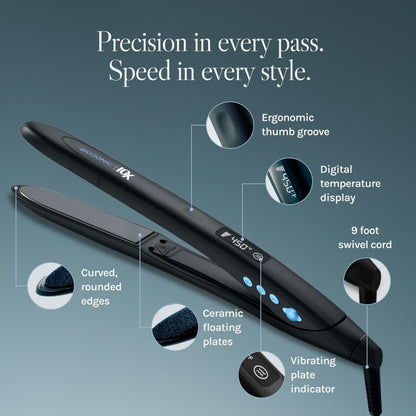 Bio Ionic hair straightener with swivel cord and ergonomic handle