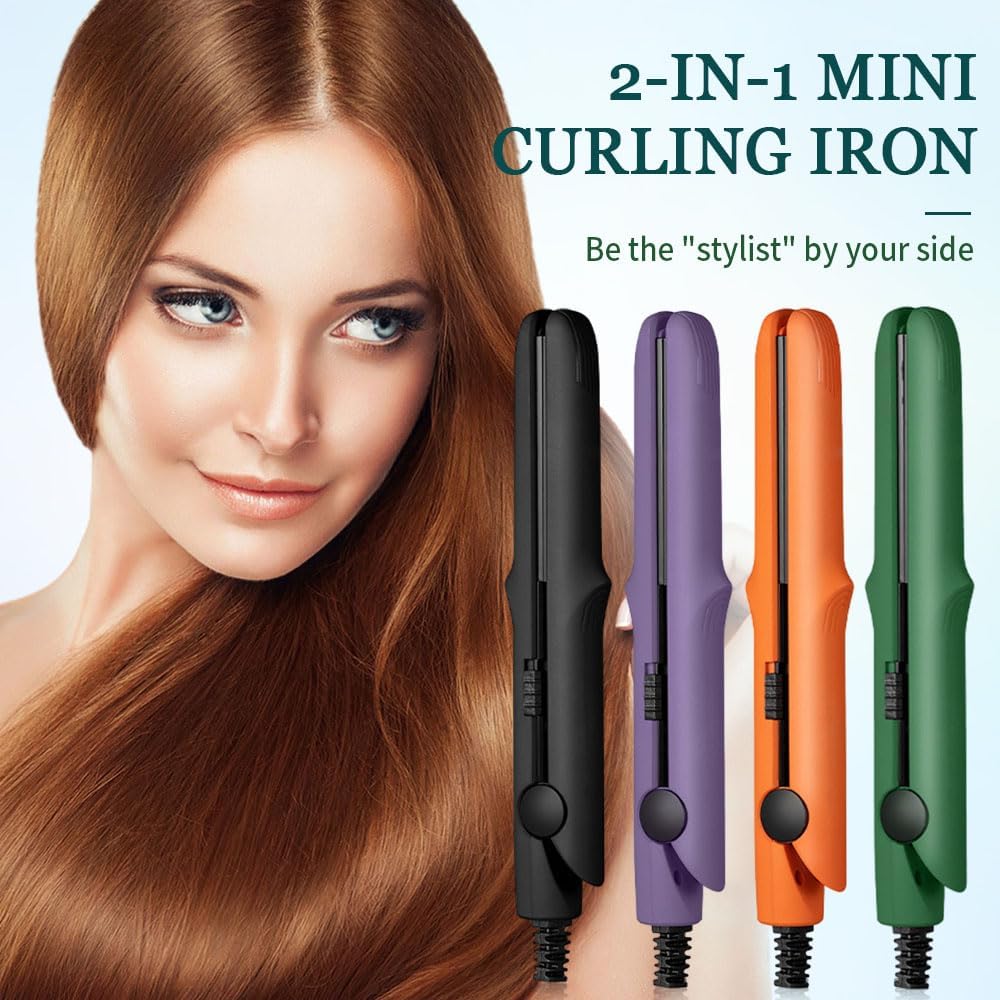 Generic purple mini travel hair styler ceramic plates detail
