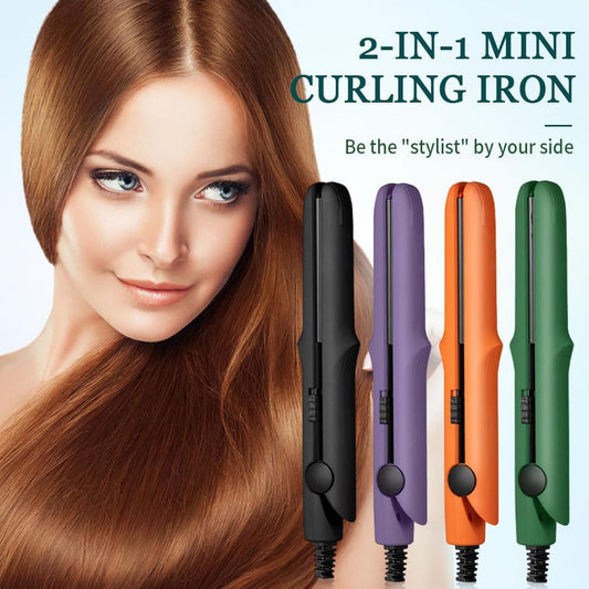 Generic purple mini travel hair styler ceramic plates detail