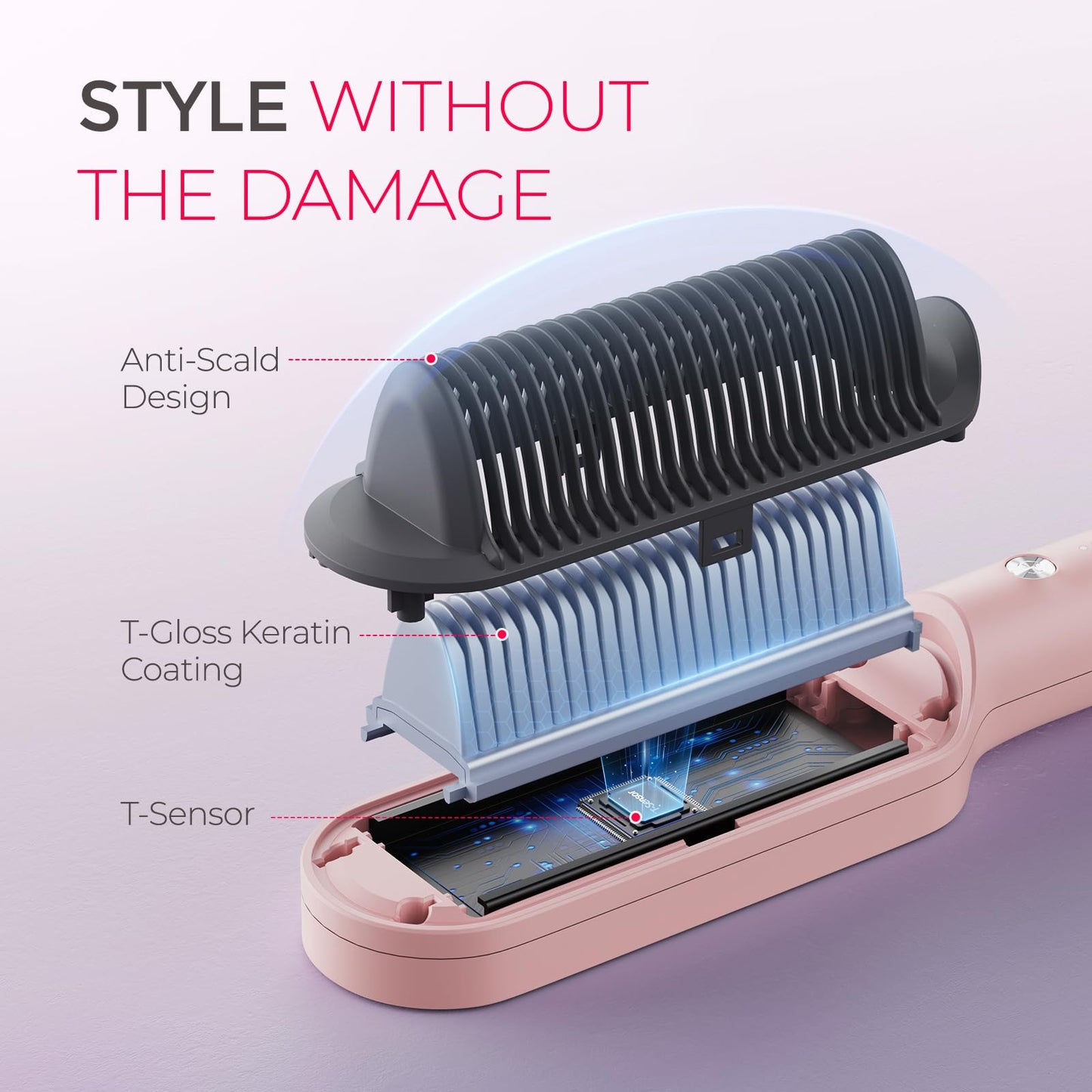 Close up of Tymo Ring anti-scald comb teeth