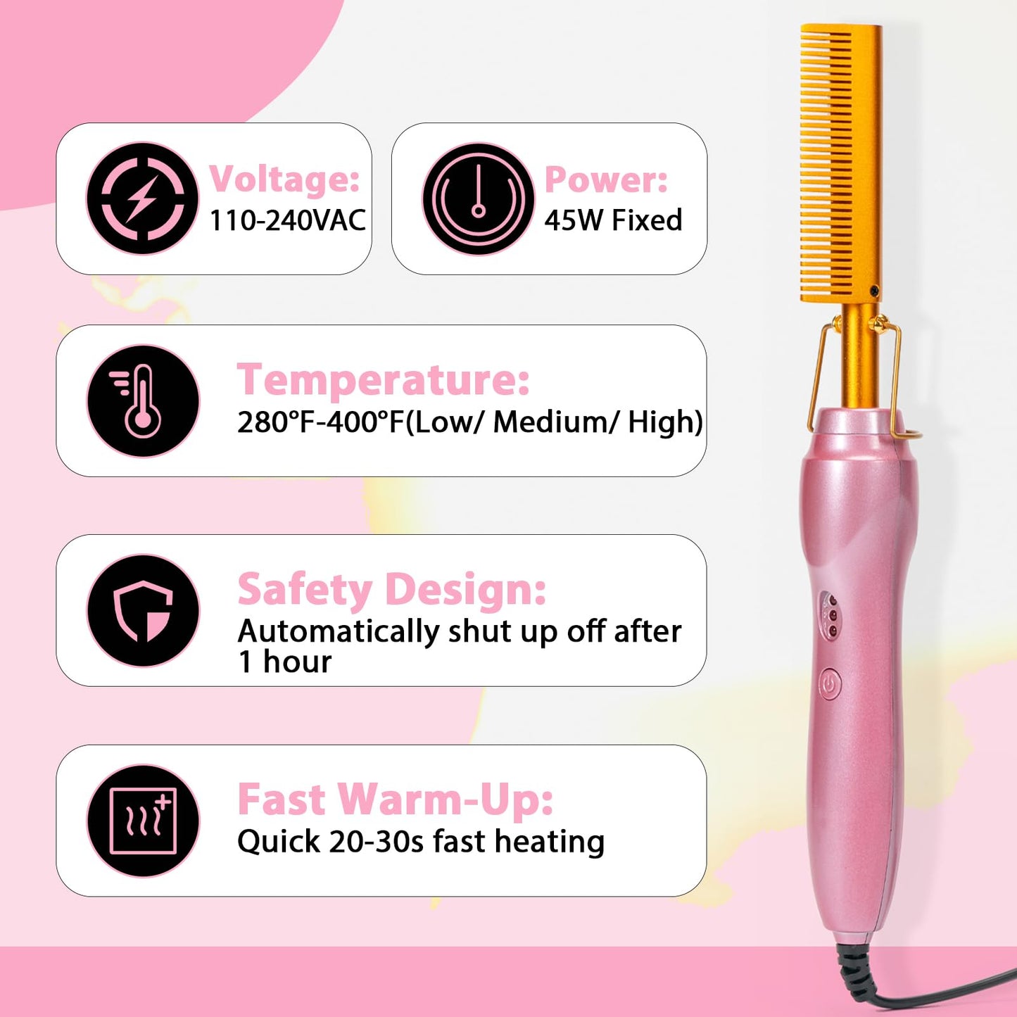 Goiple hot comb with anti-scald safety case