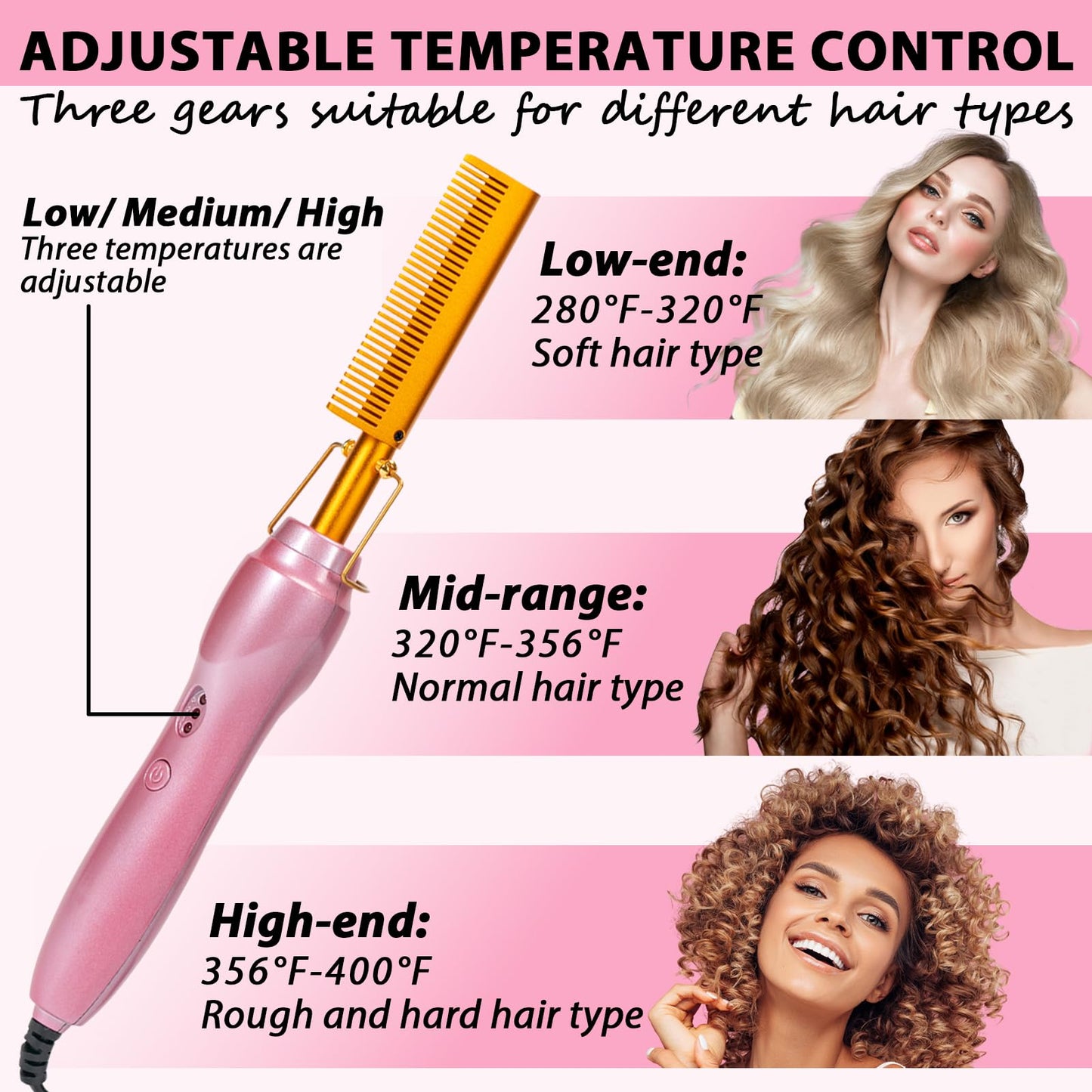 Hair styling with Goiple electric pressing comb