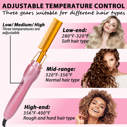 Hair styling with Goiple electric pressing comb
