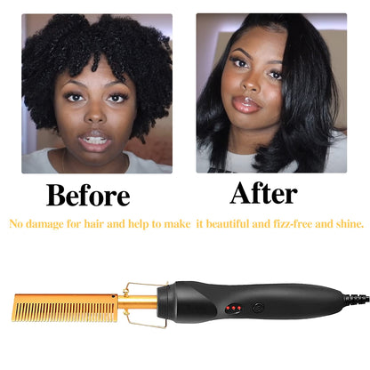 Professional hair straightener comb for natural black hair and wigs