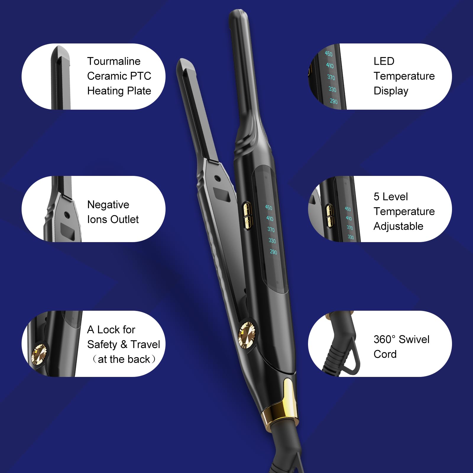 Mvxitanny 3/10 inch slim plate hair straightener detail
