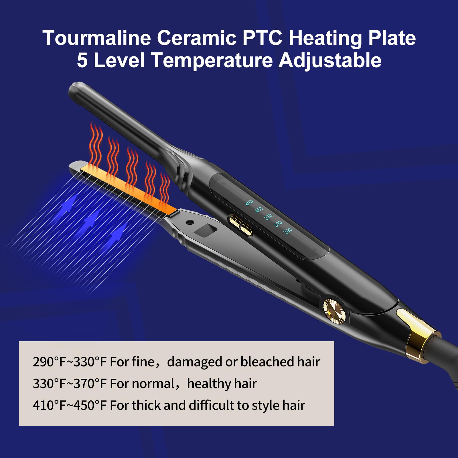 Side profile of Mvxitanny pencil flat iron showing slim design