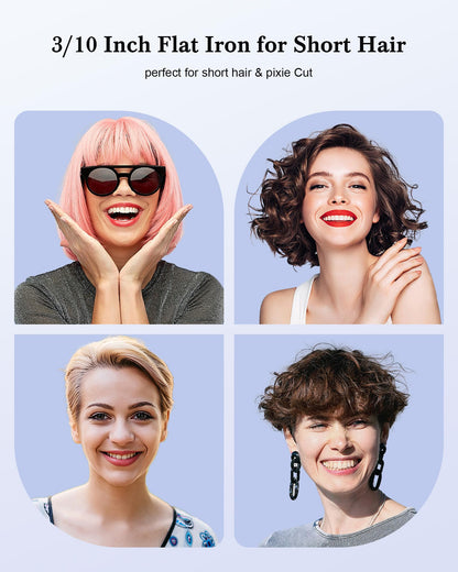 Melydo mini hair straightener showcasing thin ceramic plates