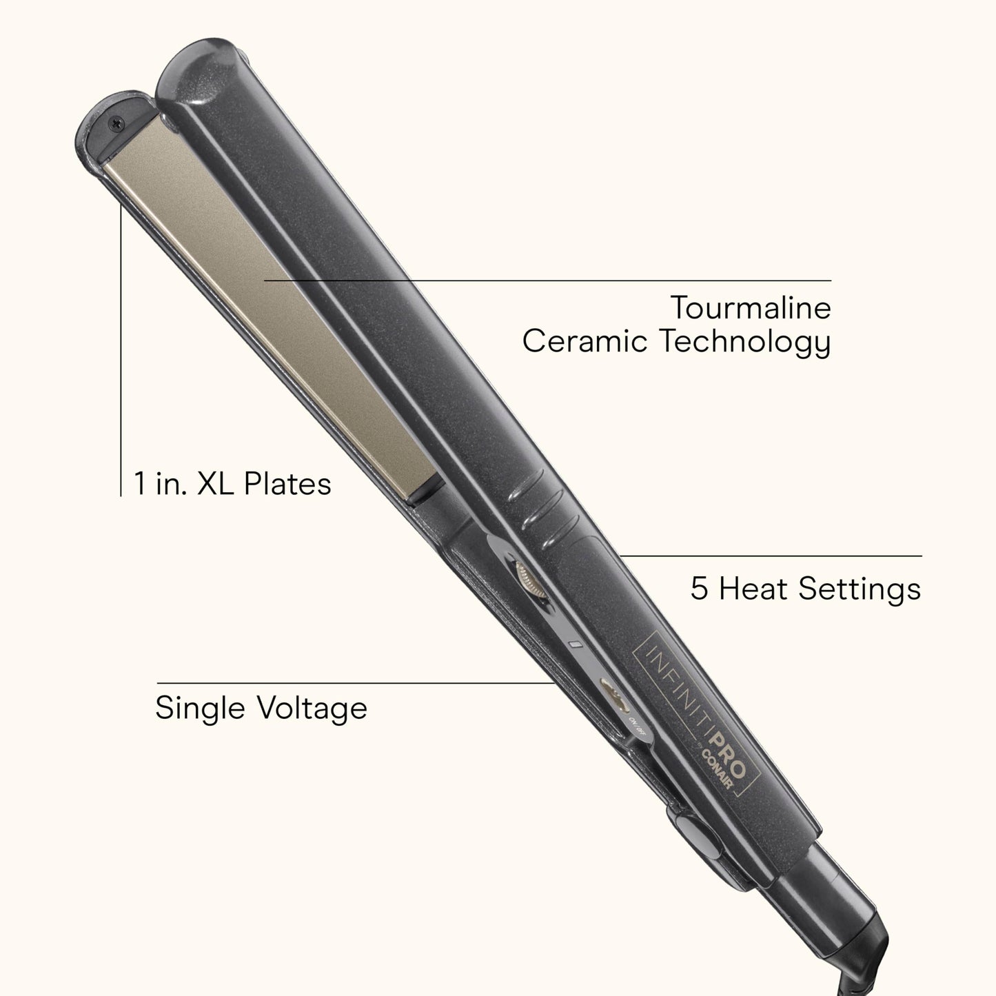 Purple Conair InfinitiPro flat iron with 1 inch plates