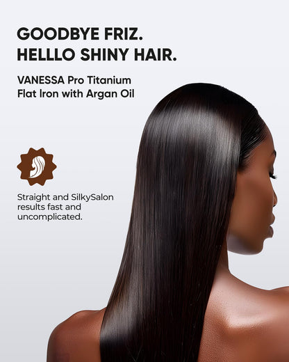Close up of Vanessa Pro titanium plates for smooth hair