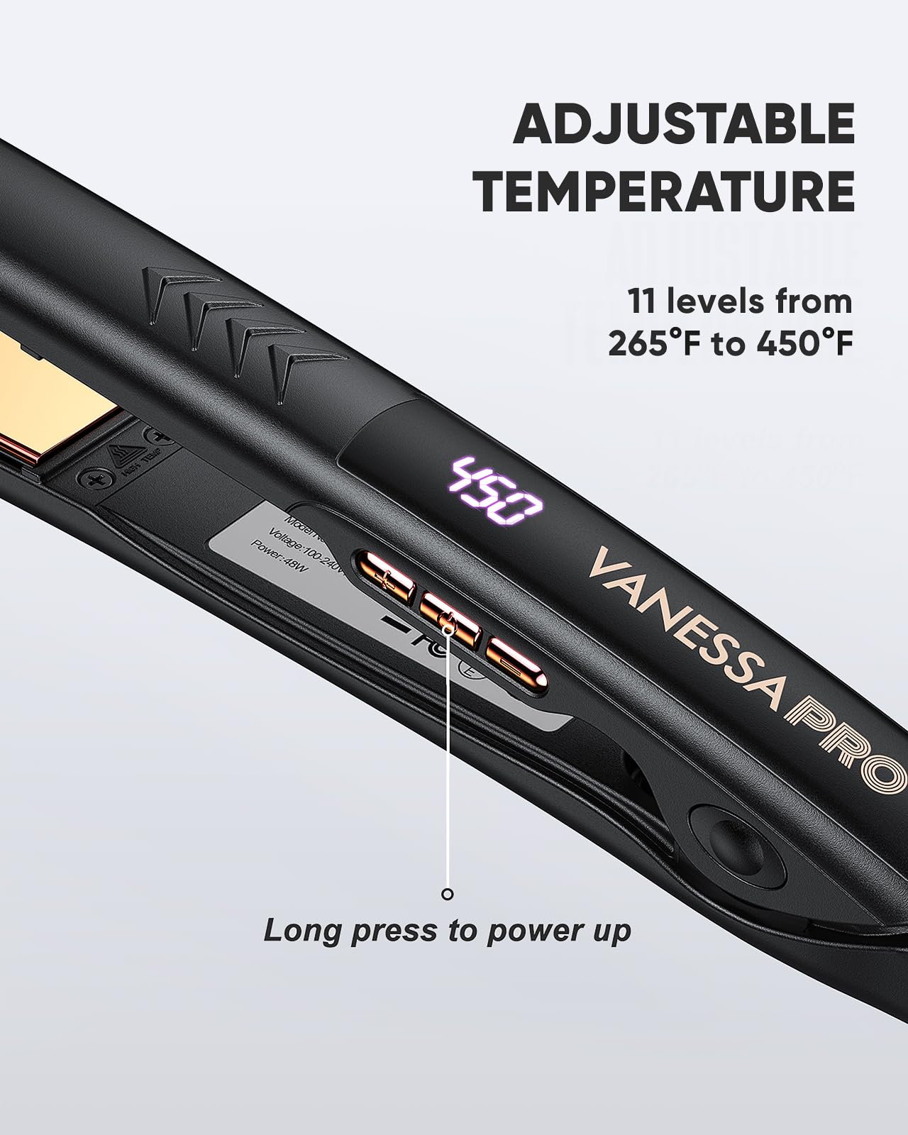 Vanessa Pro flat iron with 360 degree swivel cord