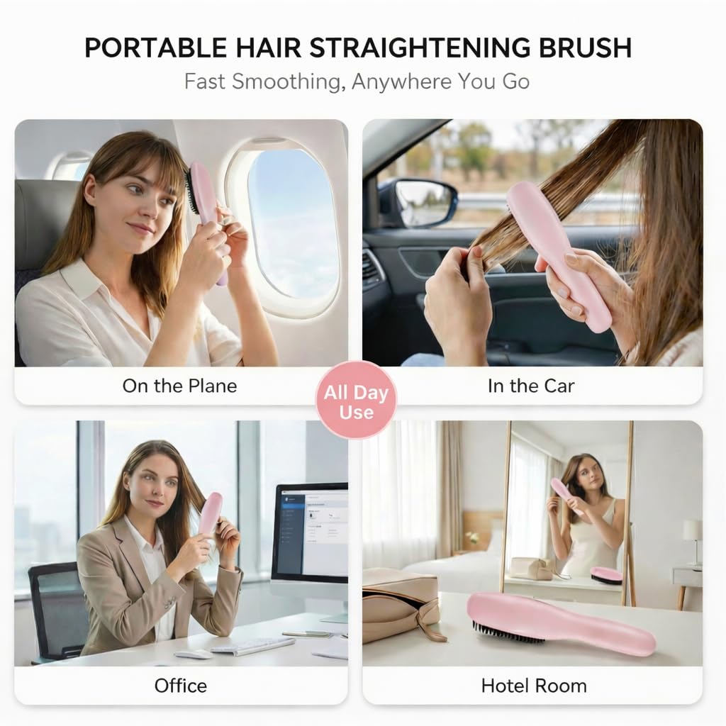 Side profile of Hajifgh cordless ceramic hair styling brush