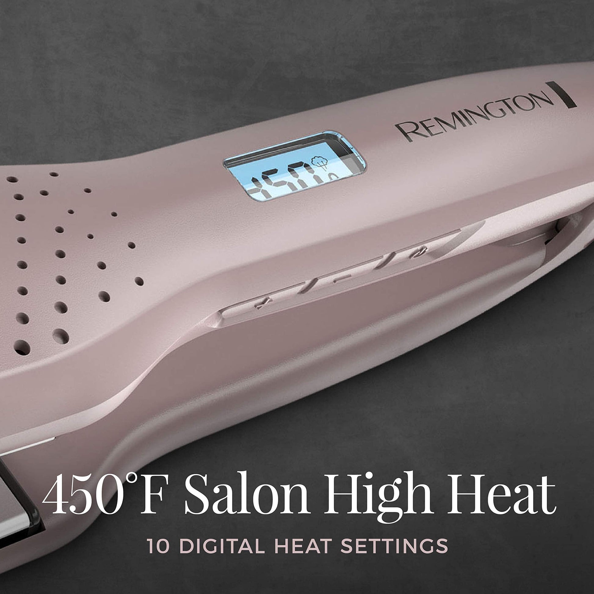 Side profile of Remington mauve hair straightener venting system