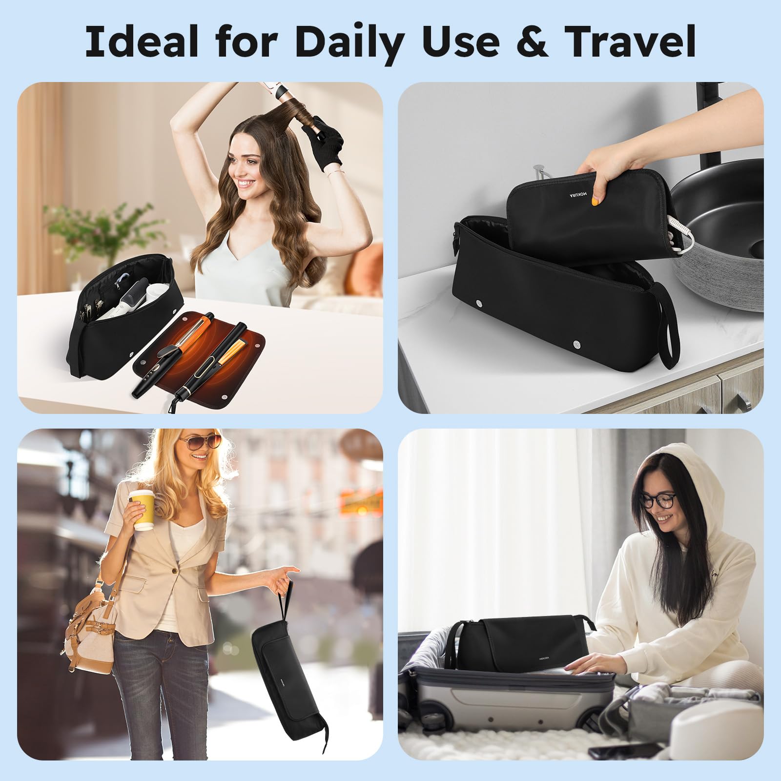 Side view of Mokura hair accessory storage bag