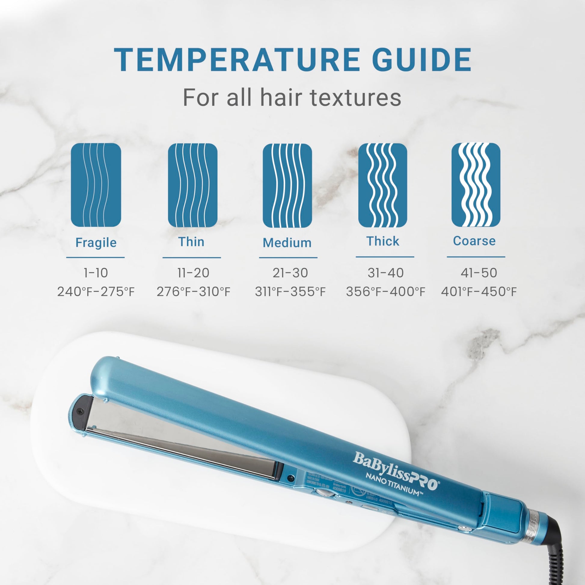 BaBylissPRO Nano Titanium iron showing temperature control