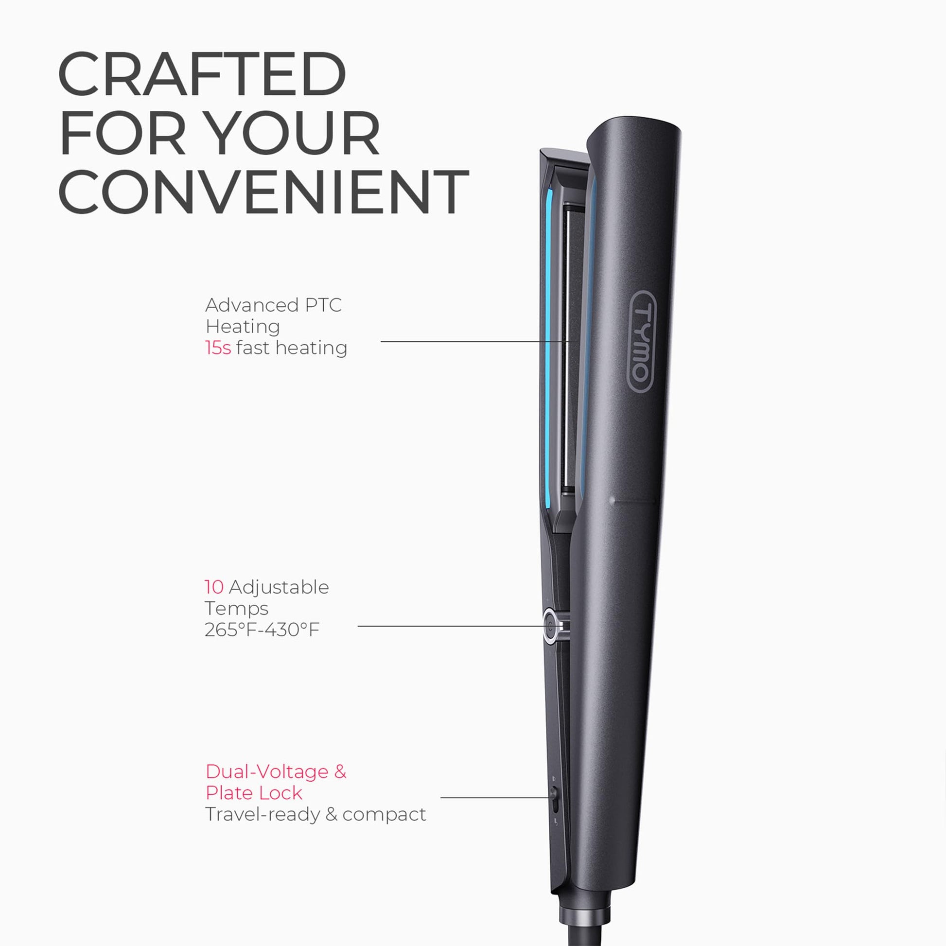 Packaging and included accessories for Tymo 2.0 flat iron