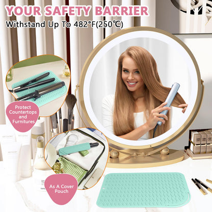 Wroruner heat resistant pad protecting vanity from hair tools