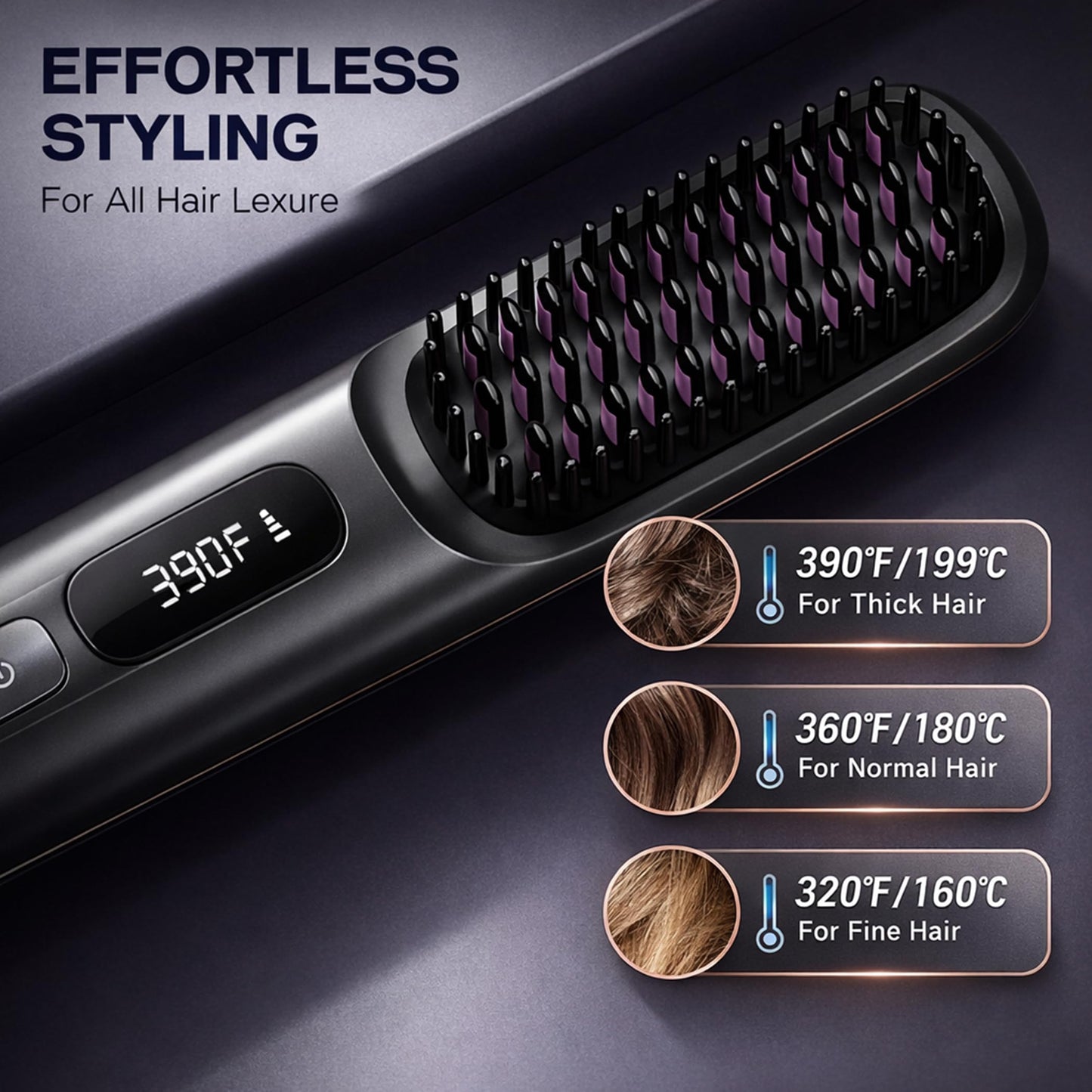 Close up of Bordeag ceramic-glazed heating bristles for hair