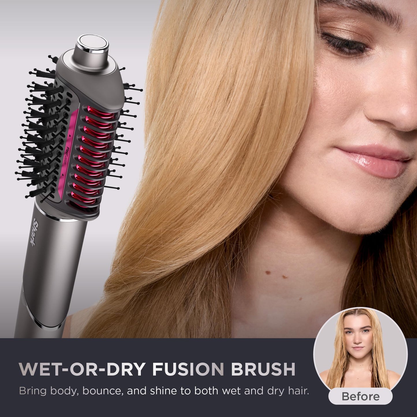 Close up of Shark Flex Fusion ceramic plates for hair straightening
