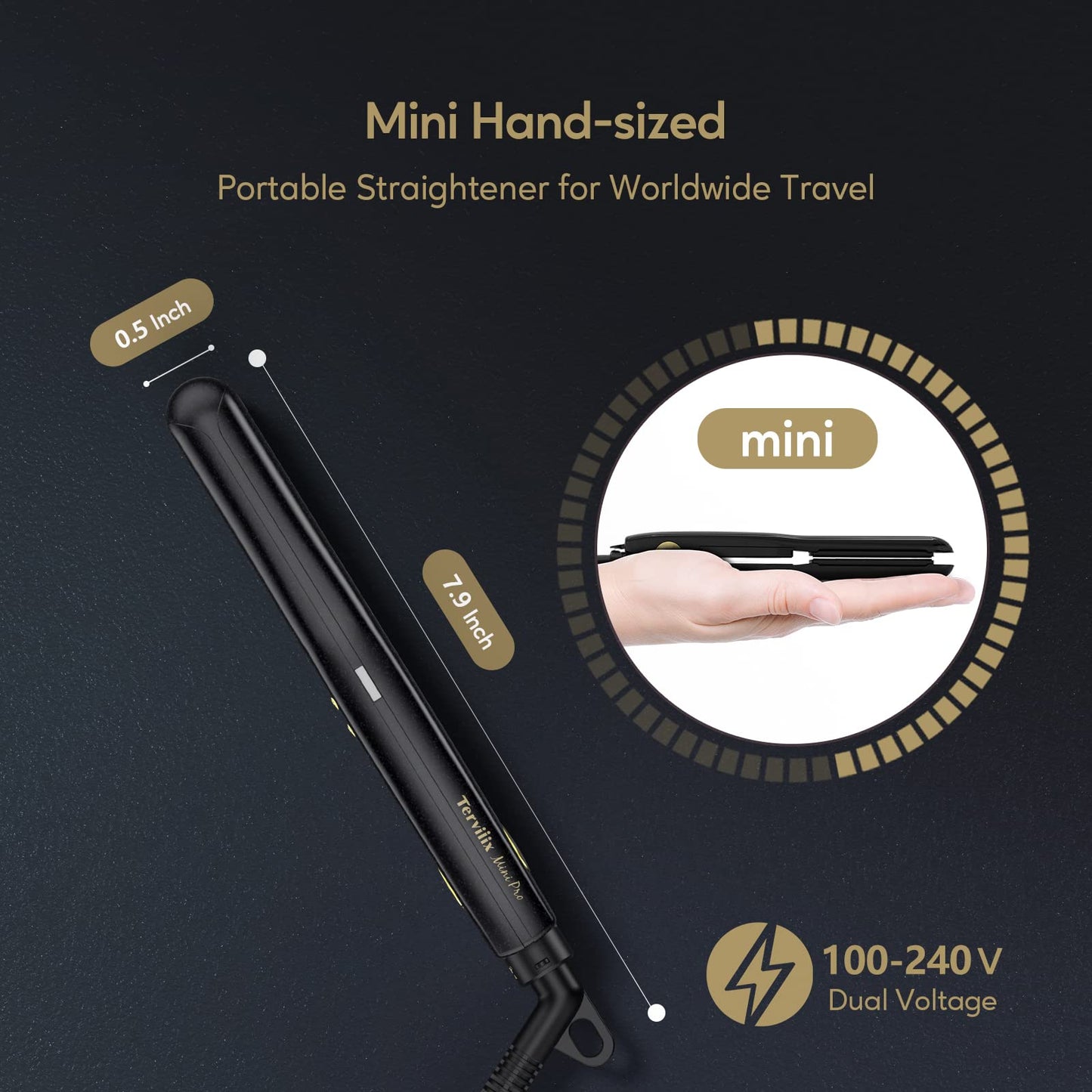 Terviiix portable hair straightener showing swivel cord