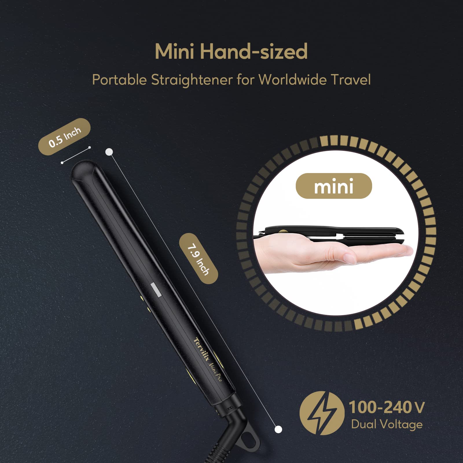 Terviiix portable hair straightener showing swivel cord